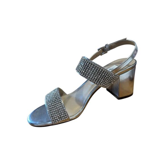 Nina Naomi Rhinestone Open Toe Block Heel Silver Wmns Size 5M - WORN ONCE - Picture 5 of 8